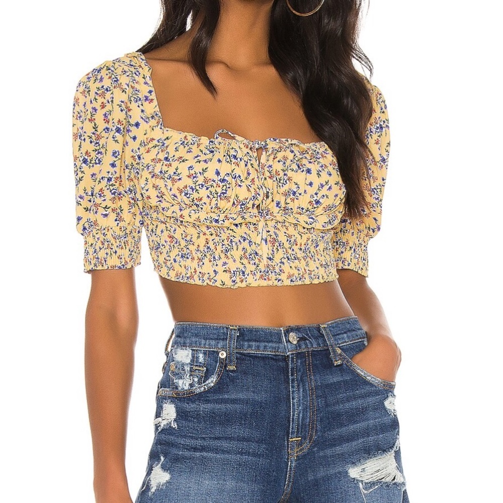 Yellow floral cropped top from beach riot